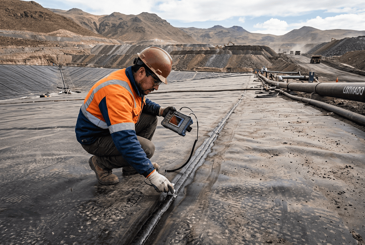 Técnico aplicando ensayos no destructivos para detectar defectos internos en plásticos